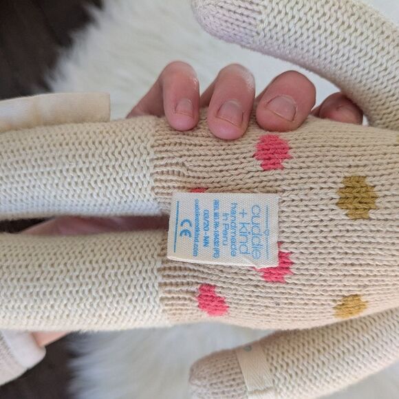 Cuddle + Kind 13" Small Lucy the Lamb Handmade Knit Lamb Plush Toy Cream Pink - Picture 4 of 8